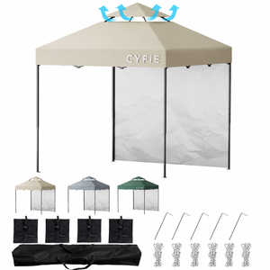 오픈탑 캐노피 천막 2×2m + 사이드월 1장 포함 | 원터치 접이식 타프 쉘터 | L046-RM-LP-20